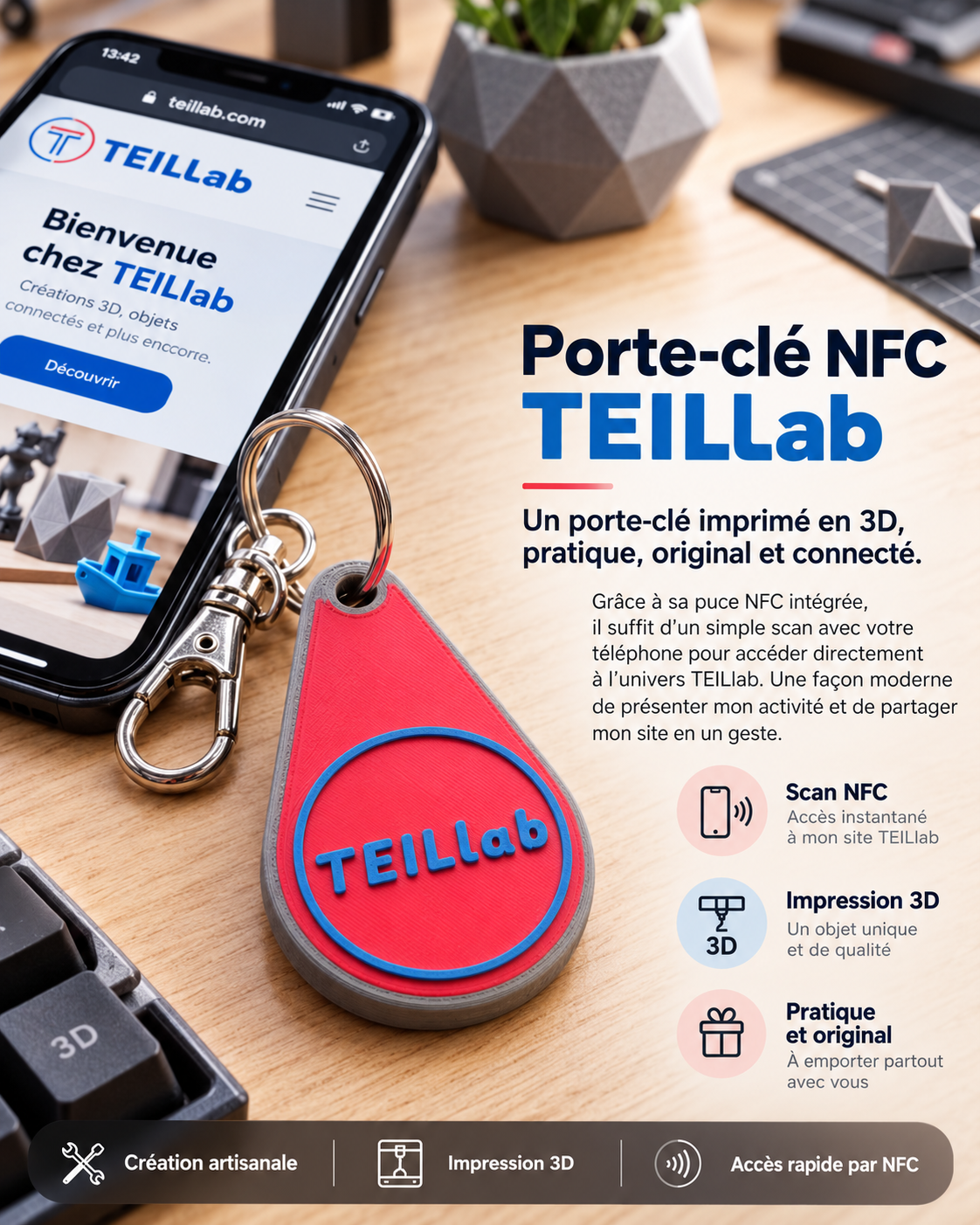 Porte-clé NFC personnalisable